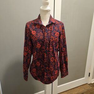 Denim & Flower Red and Navy Floral Shirt